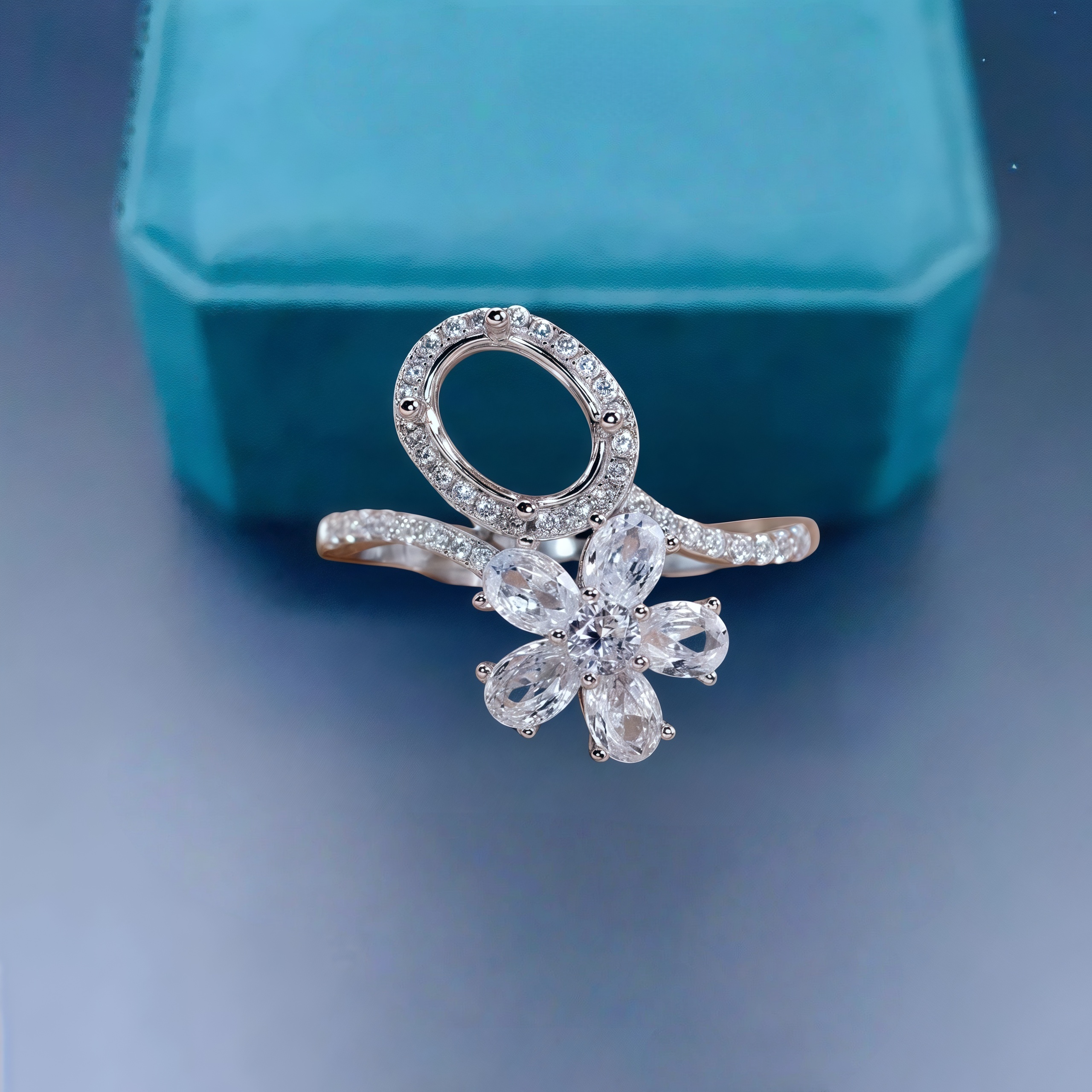Sterling Silver Ring - Setting 6*8mm Ellipse Stone DIY Empty