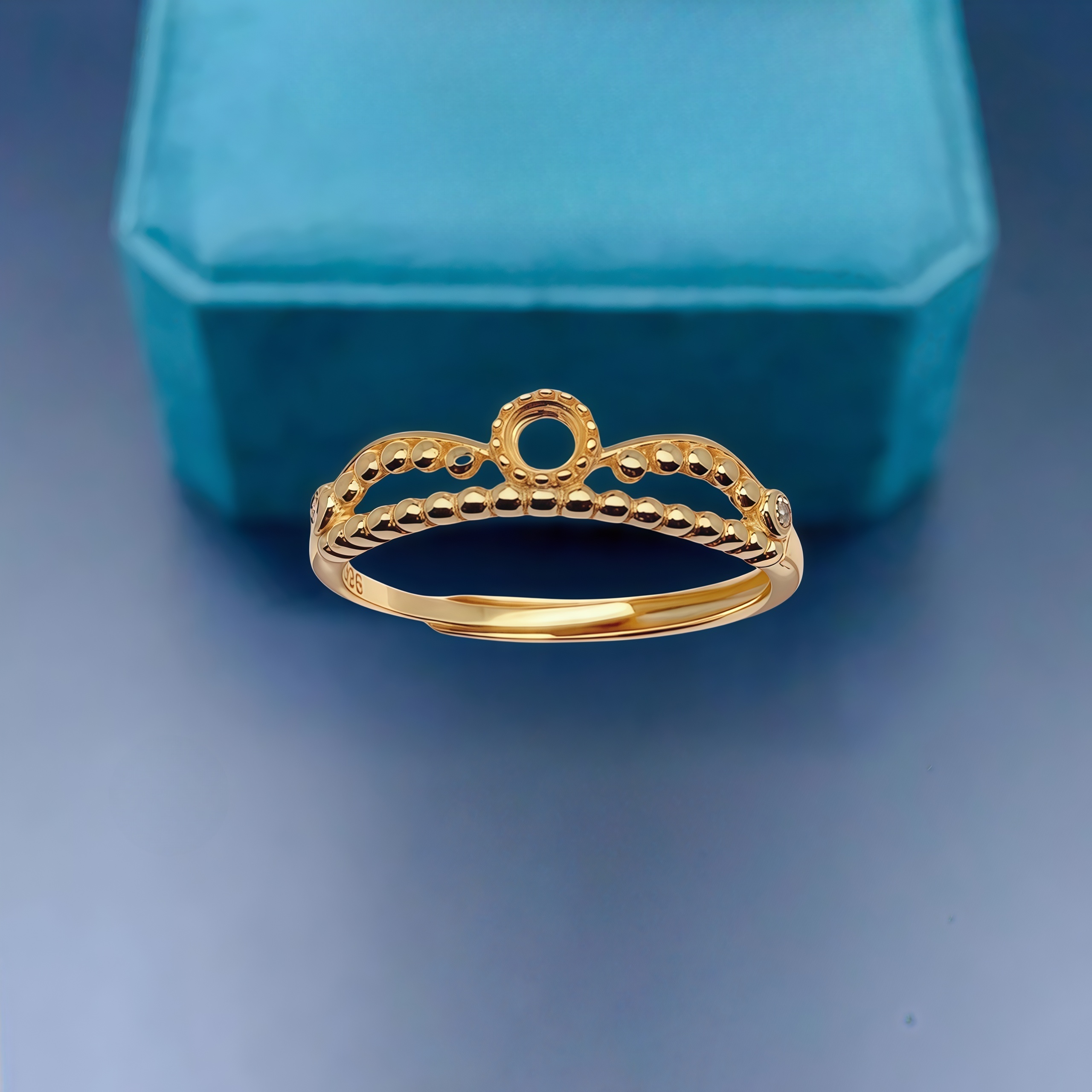 Sterling Silver Ring - L S925 Sterling Silver DIY Empty