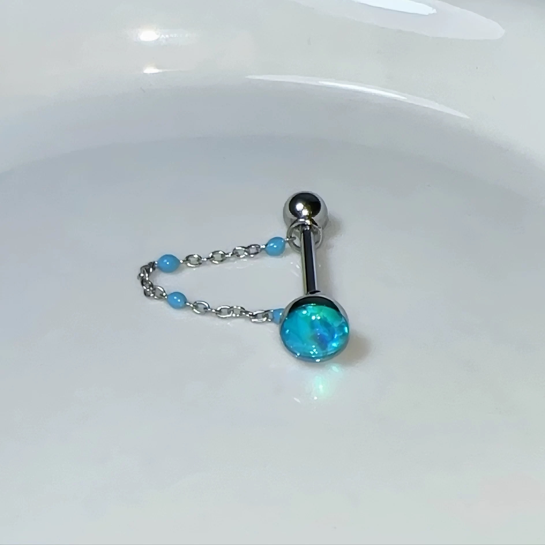 1Pc High-Quality Trendy Blue G - Titanium Steel Ring ulasan dan harga