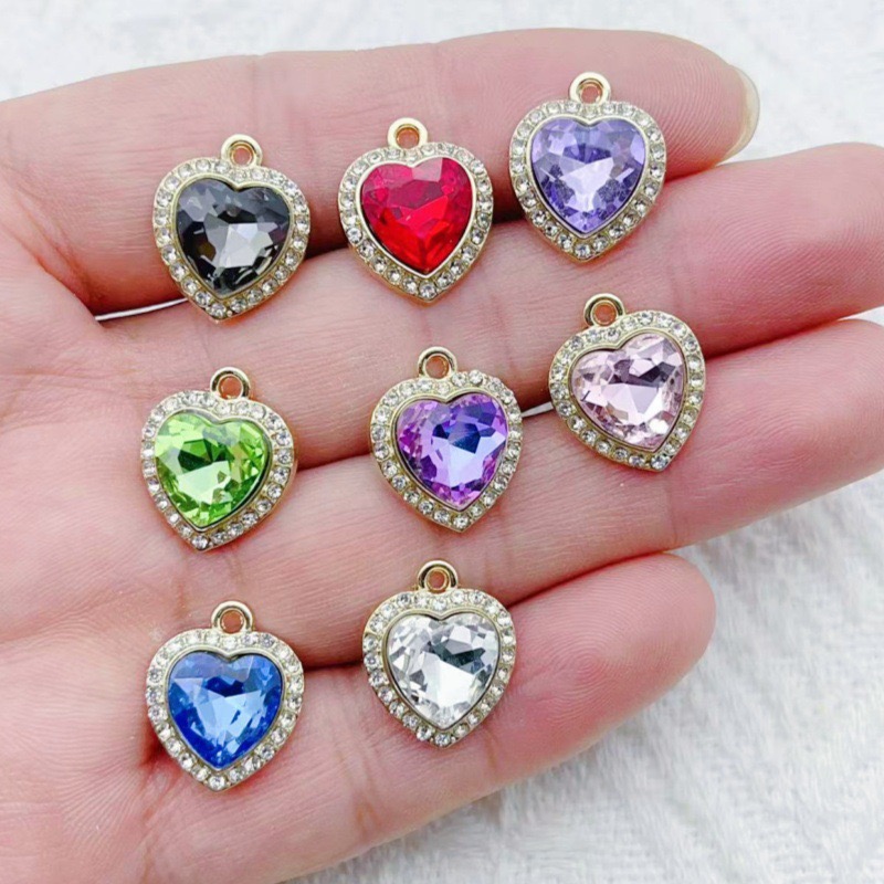 10pcs heart-shaped inlaid colo - Jewelry & Watches Sp Z Oo Janów Lubelski ulasan dan harga