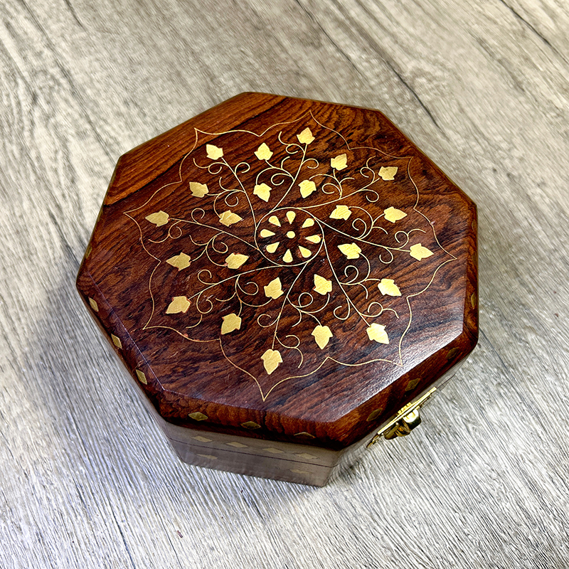 Hand Carved Octagonal Wooden B - Indian Jewelry Watches ulasan dan harga