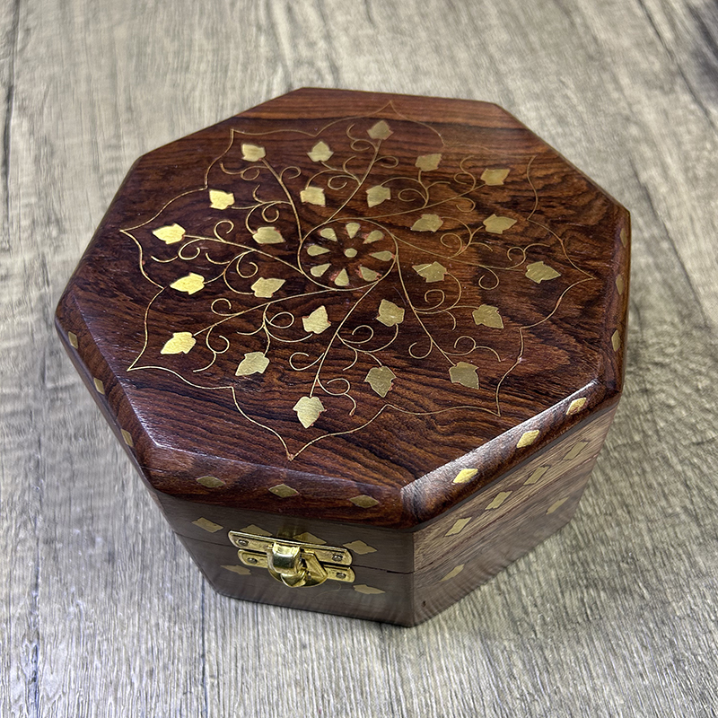 Hand Carved Octagonal Wooden B - Indian Jewelry Watches ulasan dan harga