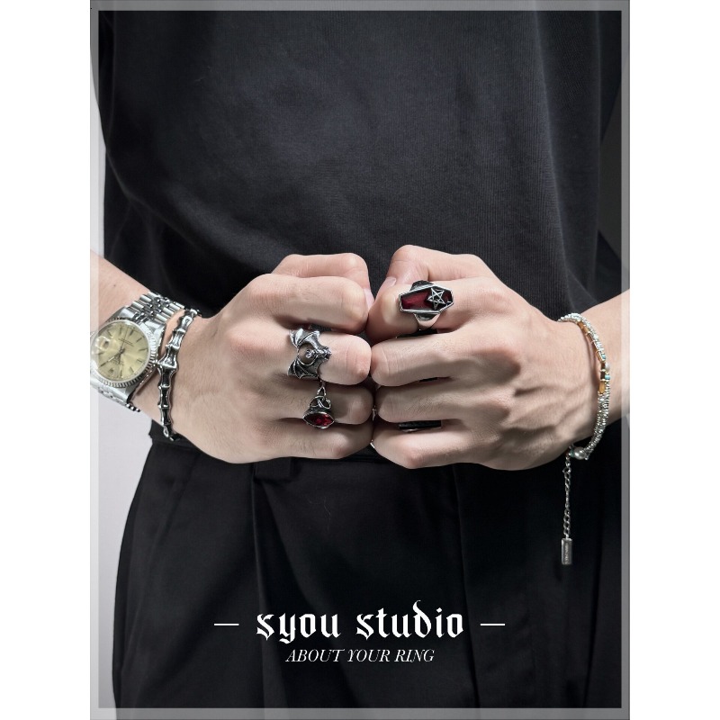 Pentagram Coffin Ring Niche De - Titanium Steel Ring ulasan dan harga