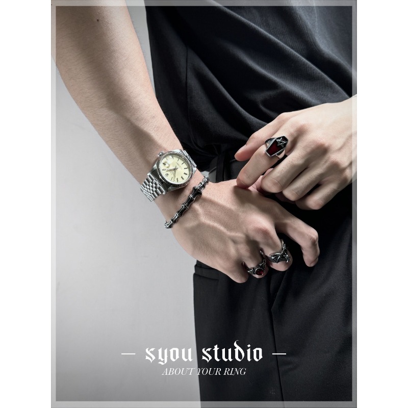 Pentagram Coffin Ring Niche De - Titanium Steel Ring ulasan dan harga