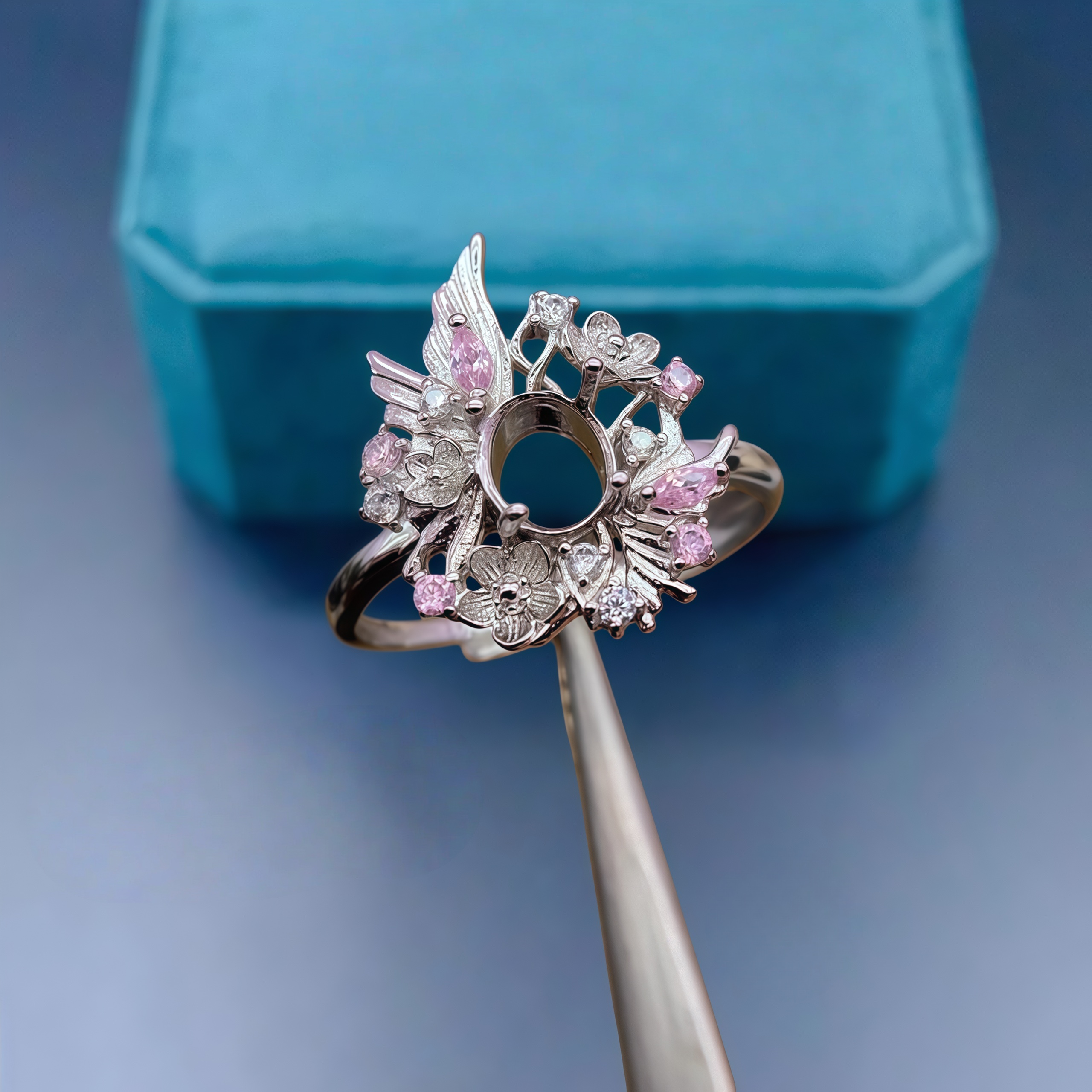 Fashion DIY Empty Ring Holder  - Sterling Silver Ring ulasan dan harga