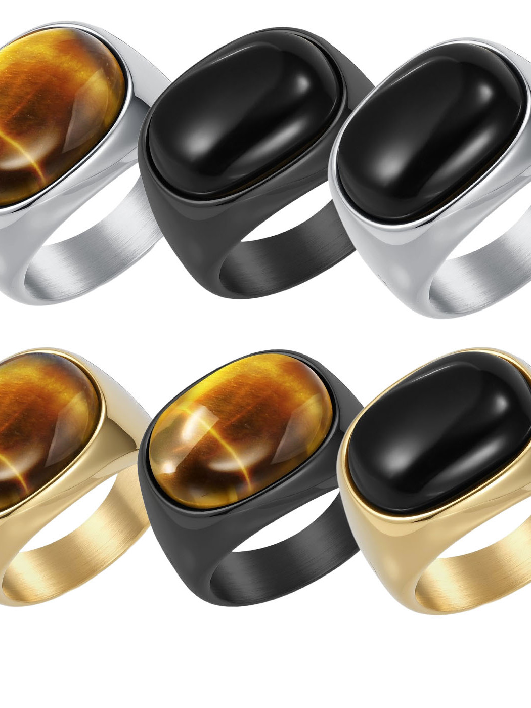  Retro Large Size 3 Gemstone T - Titanium Steel Ring ulasan dan harga