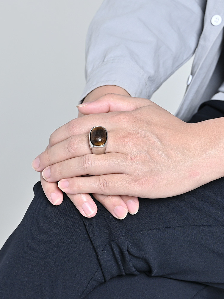  Retro Large Size 3 Gemstone T - Titanium Steel Ring ulasan dan harga