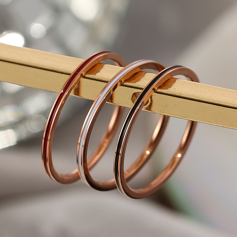 Titanium Steel Rose Gold Color - Titanium Steel Ring ulasan dan harga