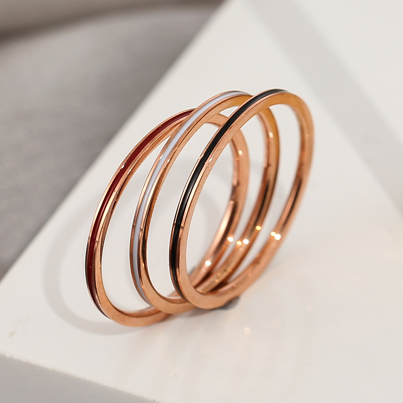 Titanium Steel Rose Gold Color - Titanium Steel Ring ulasan dan harga