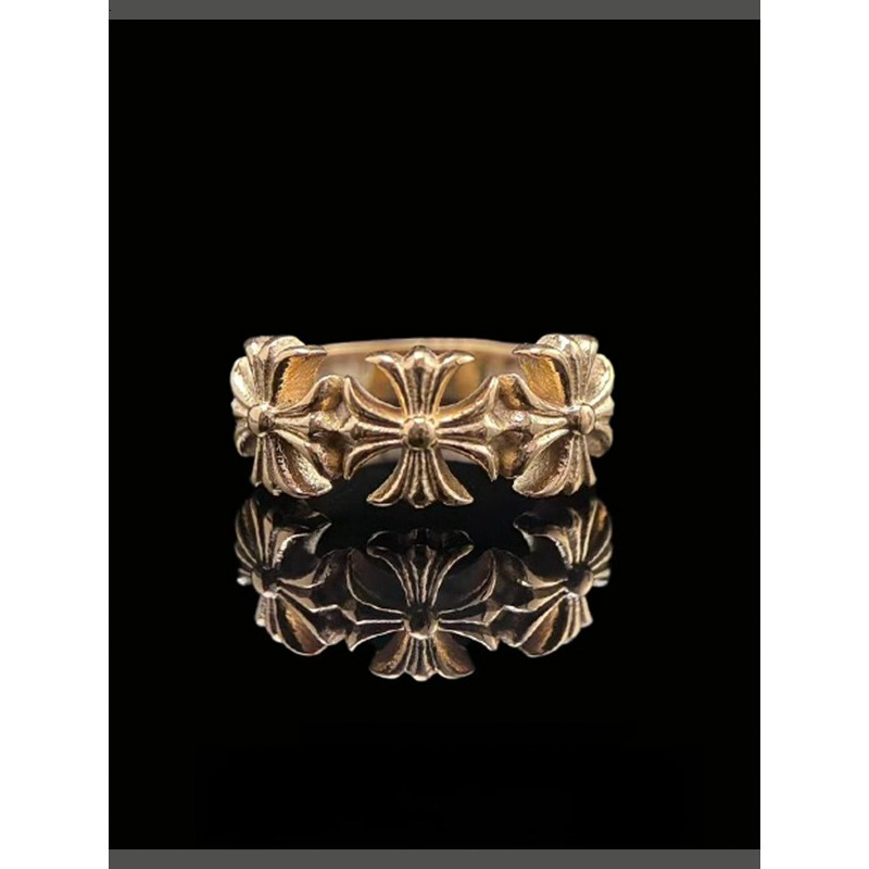 Retro CH Single Cross Flower T - Titanium Steel Ring ulasan dan harga