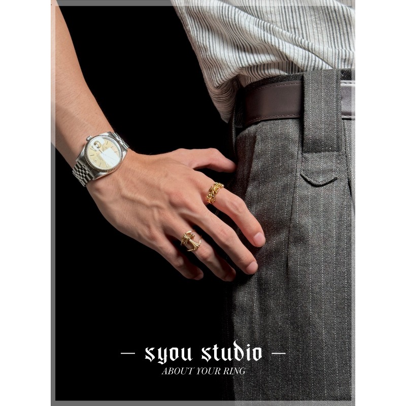 Retro CH Single Cross Flower T - Titanium Steel Ring ulasan dan harga