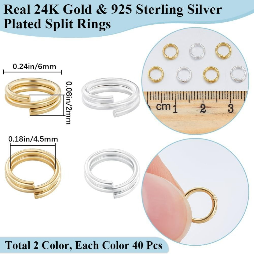 1 Box 80Pcs Split Jump Ring 24 - Sterling Silver Ring ulasan dan harga