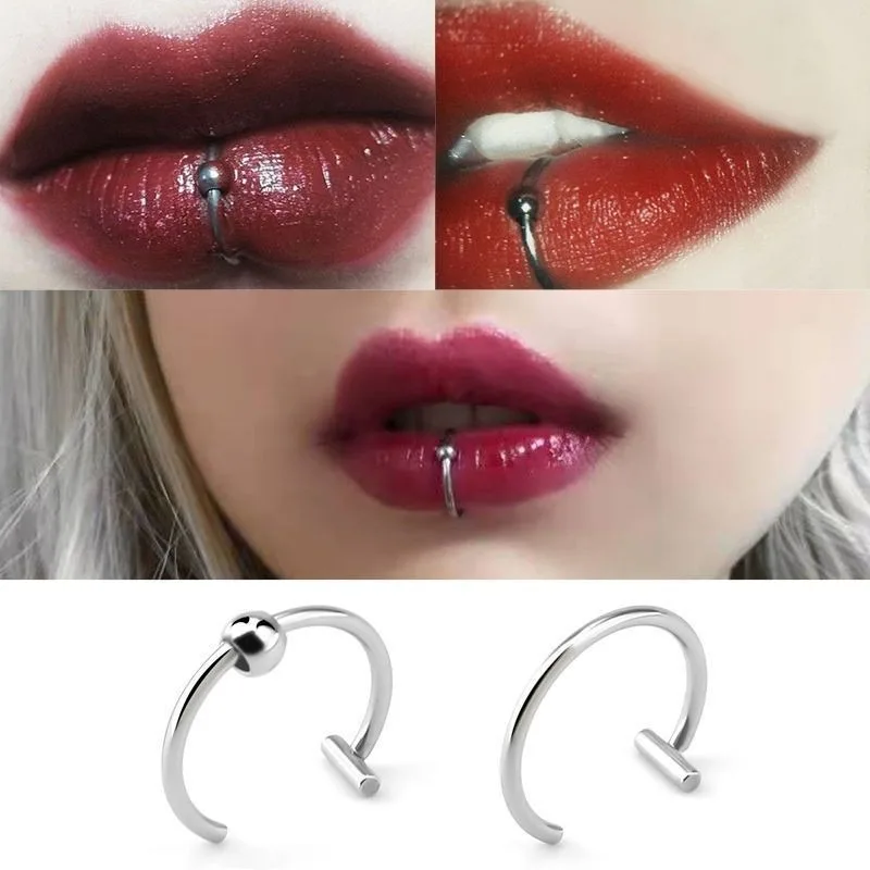 Titanium Steel C-Shaped Lip Ri - Titanium Steel Ring ulasan dan harga