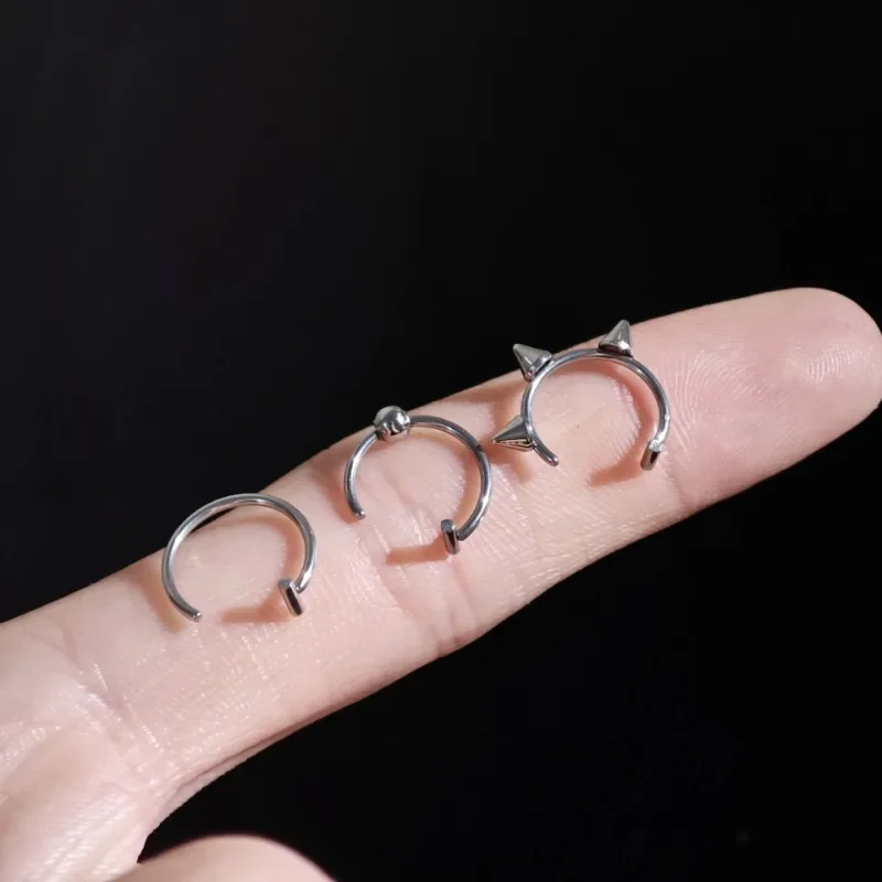 Titanium Steel C-Shaped Lip Ri - Titanium Steel Ring ulasan dan harga