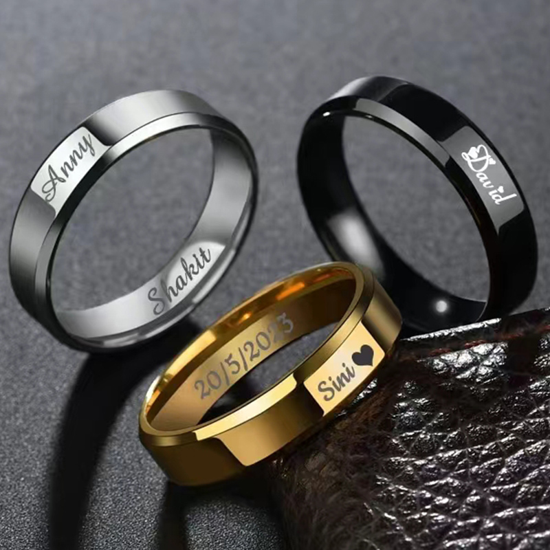 Customized Rings Engraved With - Titanium Steel Ring ulasan dan harga