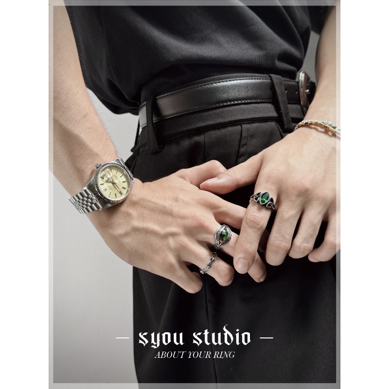 European and American Gemstone - Titanium Steel Ring ulasan dan harga