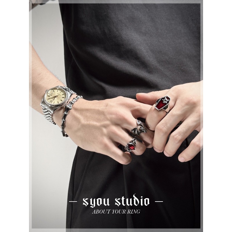 European and American Gemstone - Titanium Steel Ring ulasan dan harga